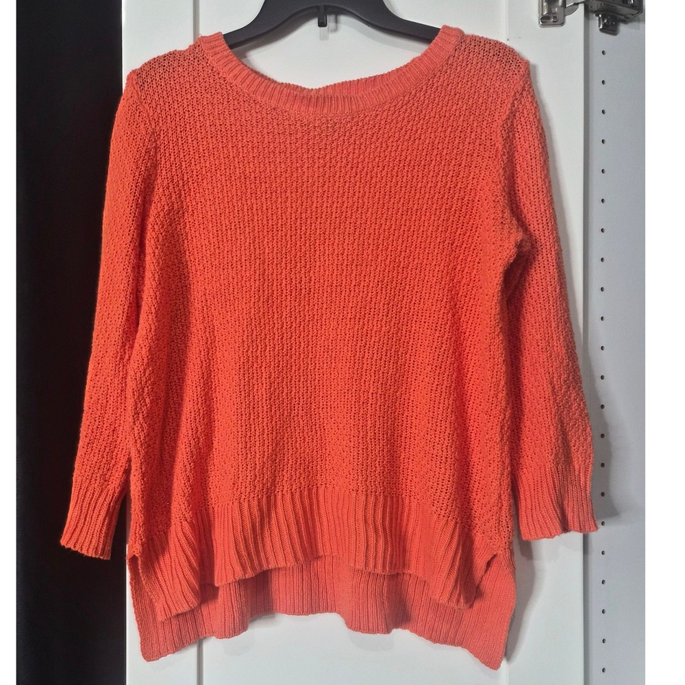 Lauren‎ Ralph Lauren Orange Knit Sweater 3/4 Sleeve Casual Pullover Women's M